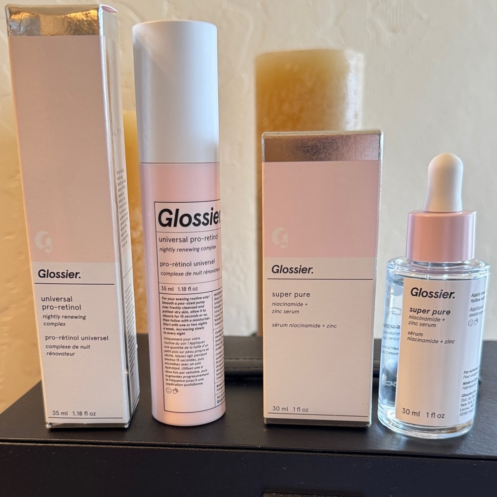 Glossier skin care bundle with bag